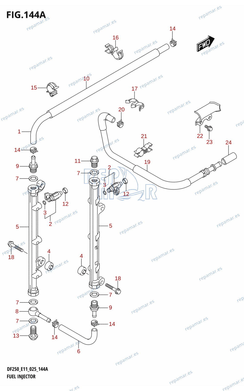 144A - FUEL INJECTOR ((DF200T,DF200Z,DF225T,DF225Z,DF250T,DF250Z):E11,(DF200T,DF200Z):E01)