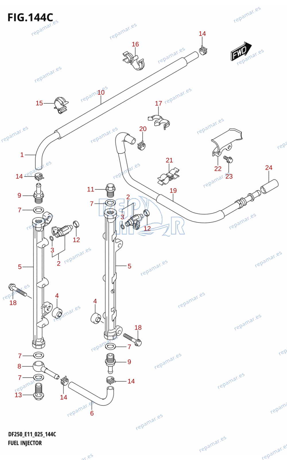 144C - FUEL INJECTOR ((DF200T,DF200Z,DF225T,DF225Z,DF250T,DF250Z):E40)