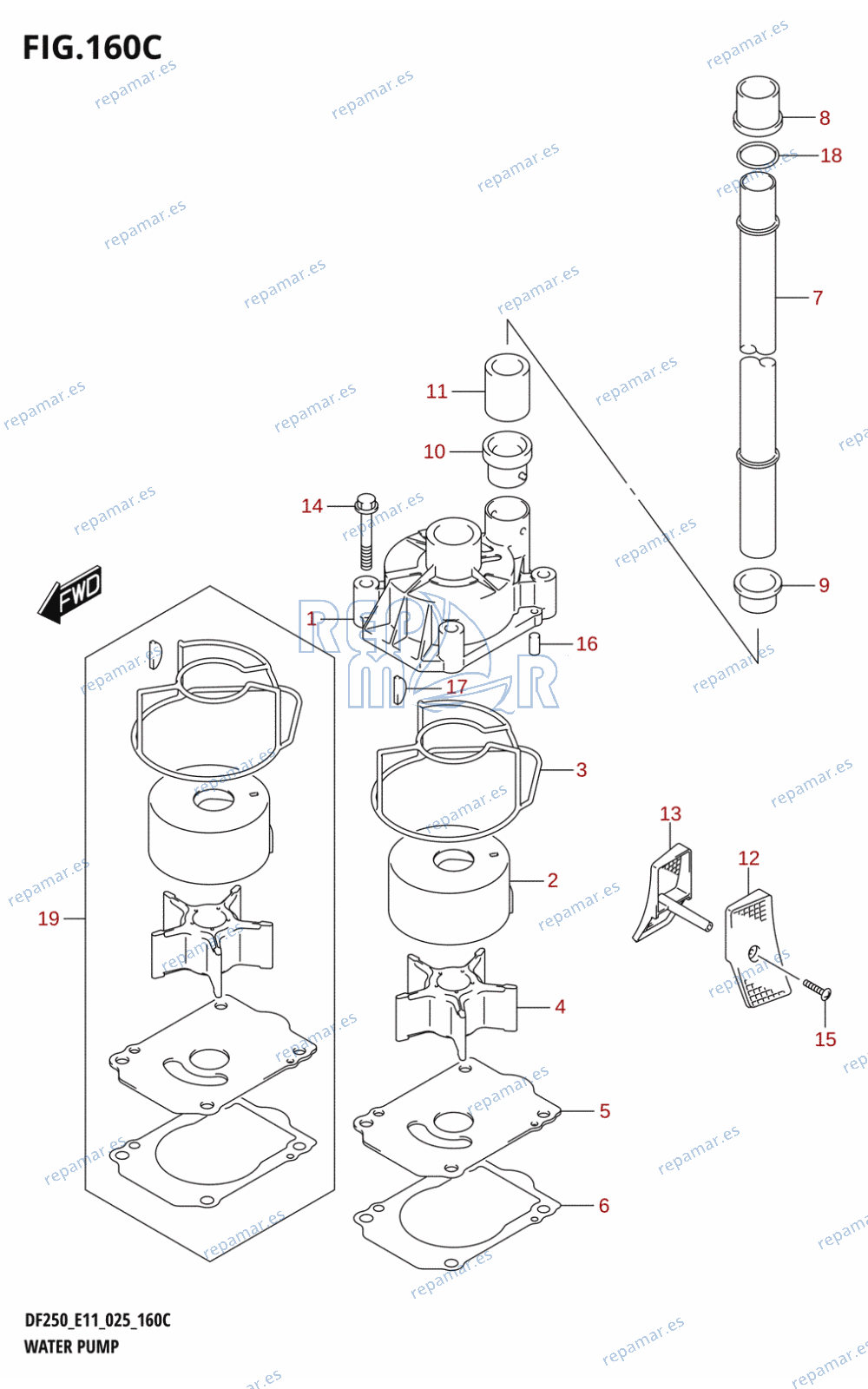 160C - WATER PUMP ((DF200T,DF200Z,DF225T,DF225Z,DF250T,DF250Z):E40)