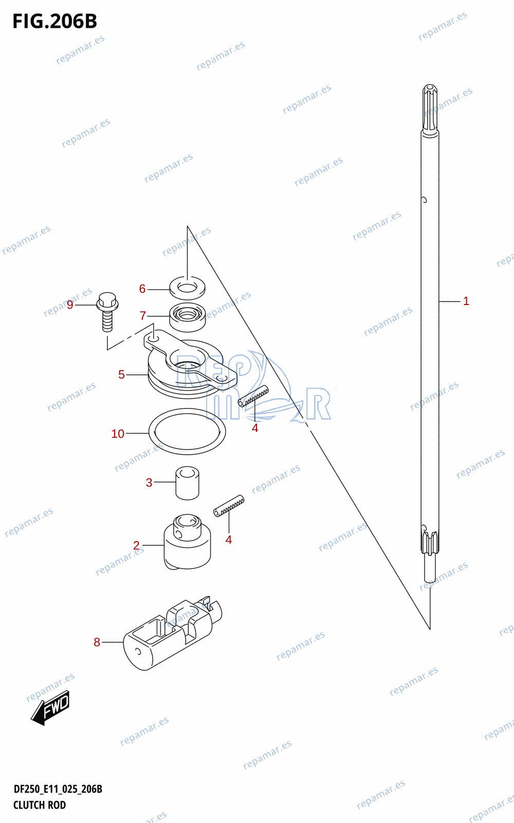 206B - CLUTCH ROD (DF250ST)