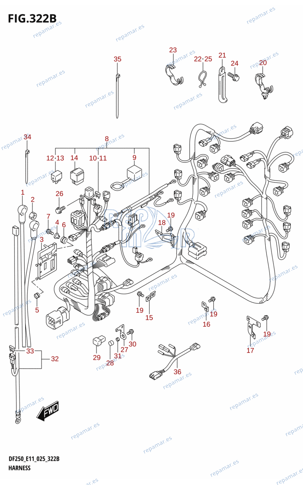 322B - HARNESS ((DF200T,DF200Z):025)