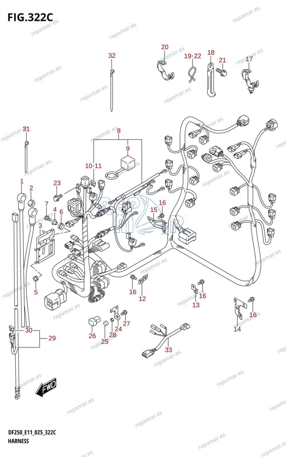 322C - HARNESS ((DF225T,DF225Z):024)