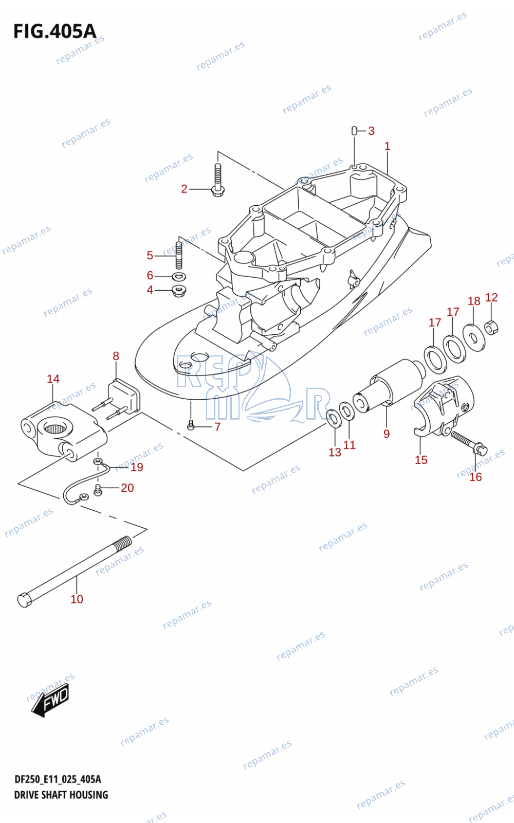 405A - DRIVE SHAFT HOUSING (DF200T:L-TRANSOM)