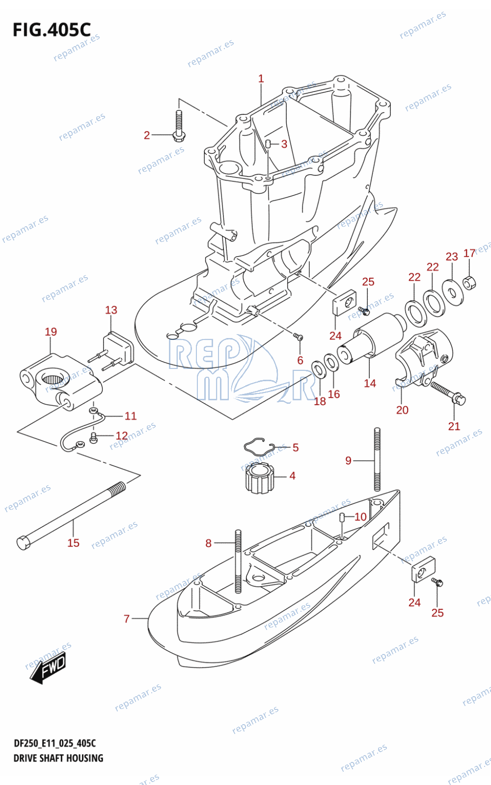 405C - DRIVE SHAFT HOUSING ((DF200T,DF200Z,DF225T,DF225Z,DF250T,DF250Z):XX-TRANSOM)