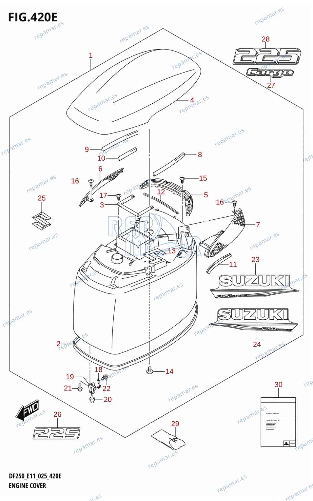 420E - ENGINE COVER ((DF225T,DF225Z):024)