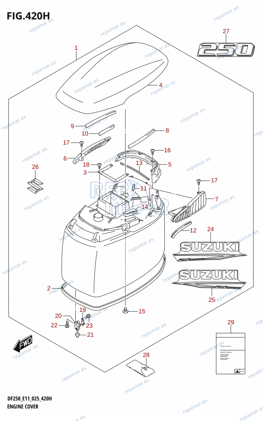 420H - ENGINE COVER ((DF250T,DF250Z):025)