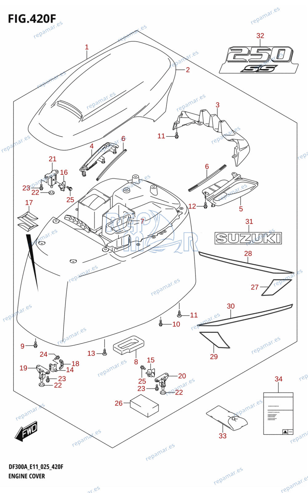 420F - ENGINE COVER (024:DF250ATSS:E03)