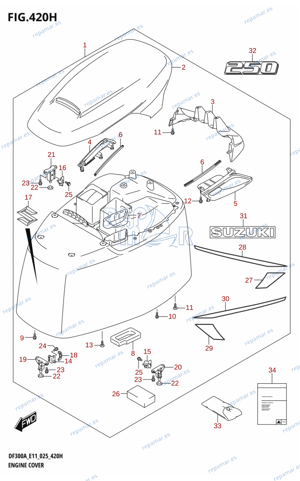 420H - ENGINE COVER (025:DF250ATSS:E11)