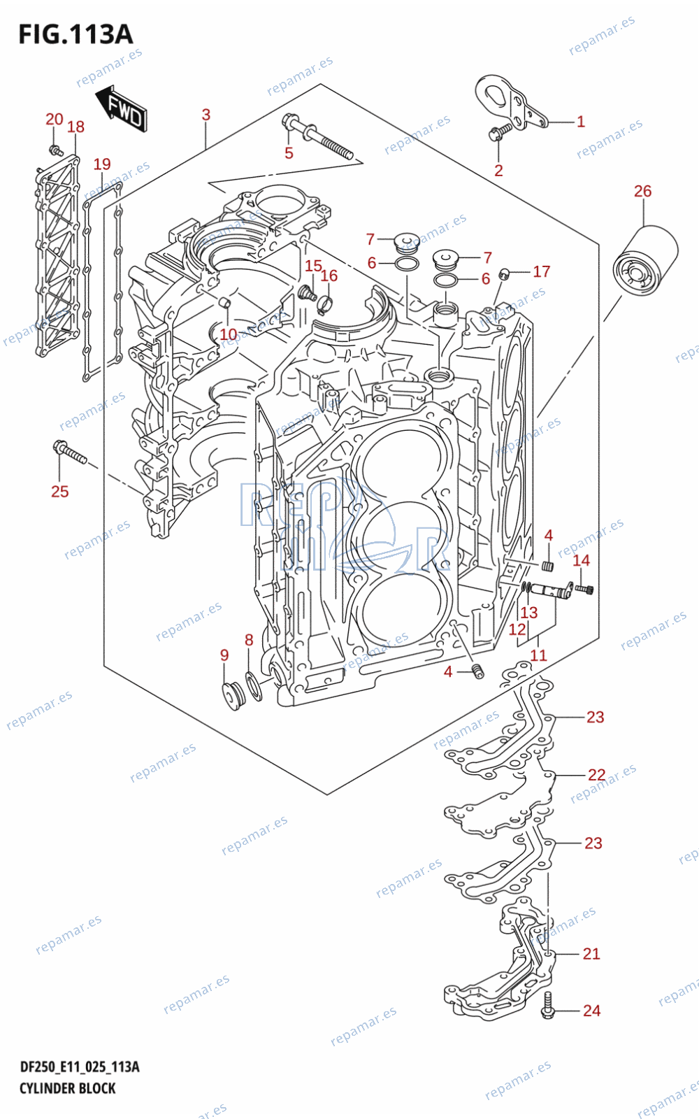 113A - CYLINDER BLOCK (DF200T,DF200Z,DF225T,DF225Z,DF250T,DF250Z)