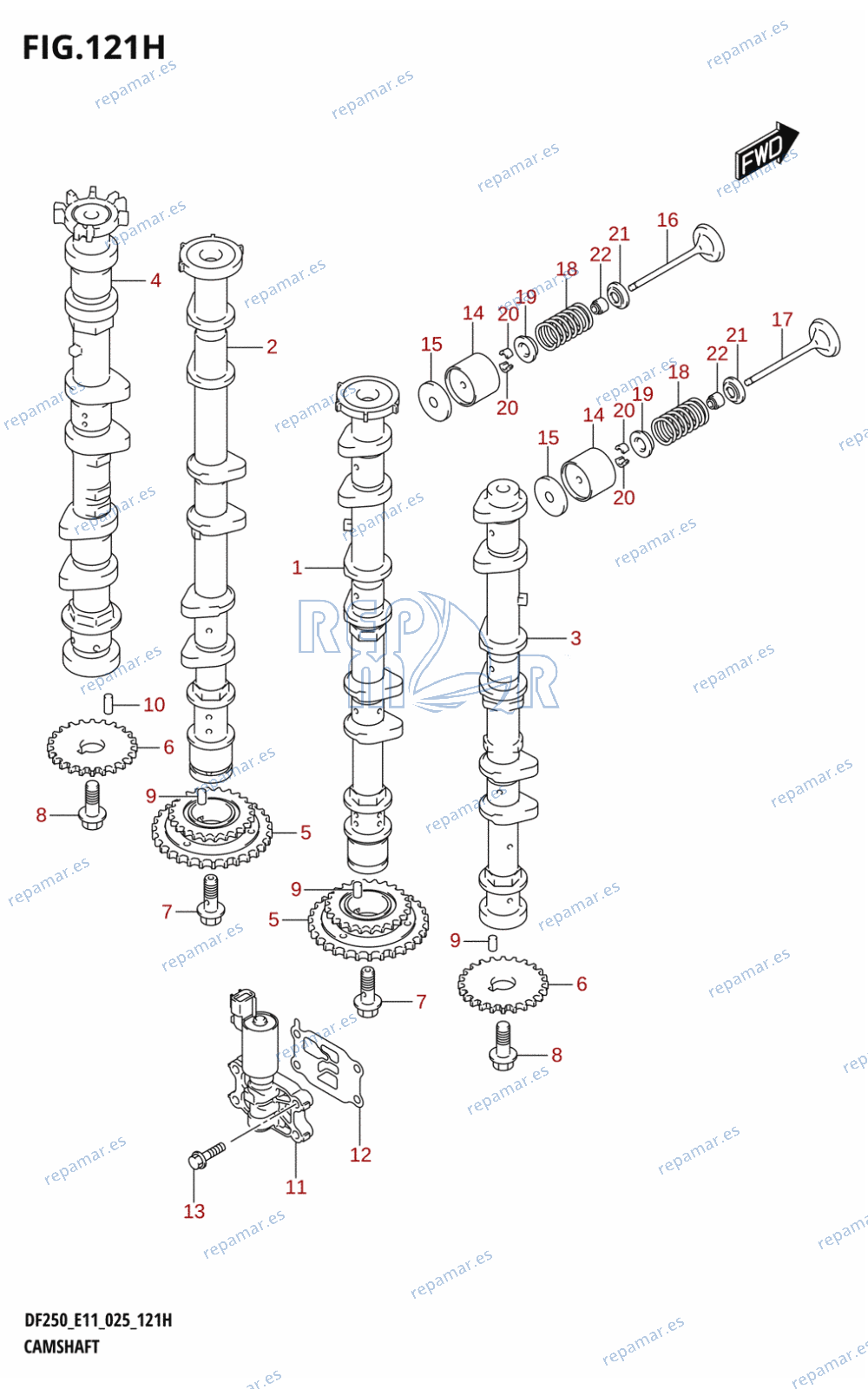 121H - CAMSHAFT (DF250ST:025)