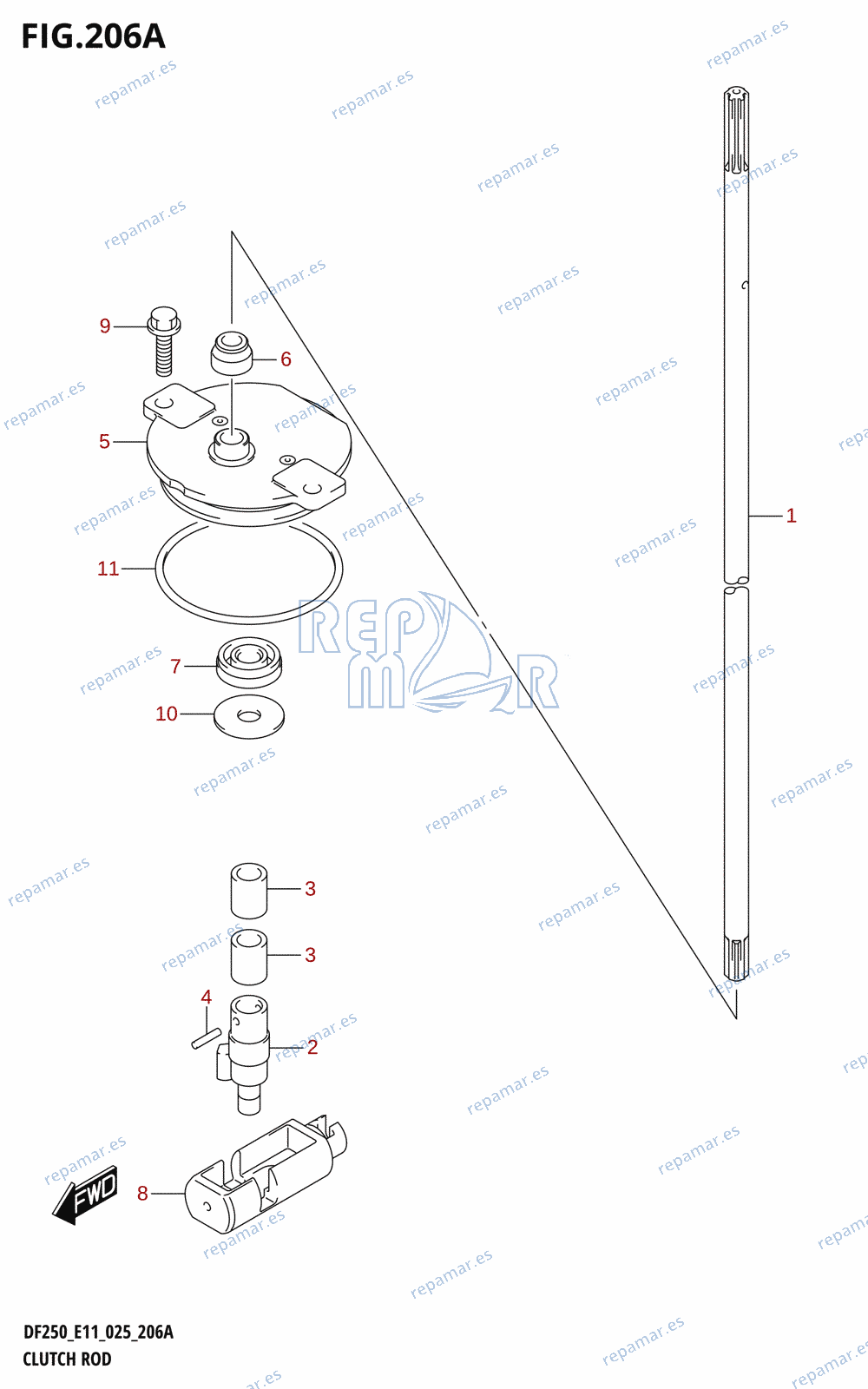 206A - CLUTCH ROD (DF200T,DF200Z,DF225T,DF225Z,DF250T,DF250Z)