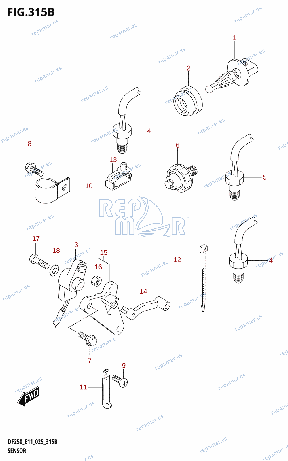 315B - SENSOR (DF200T:025:X-TRANSOM)