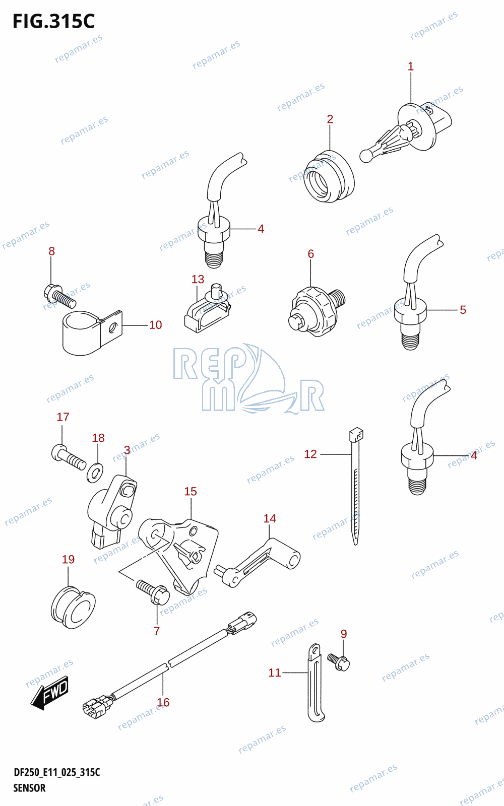 315C - SENSOR (DF200T:025:L-TRANSOM)