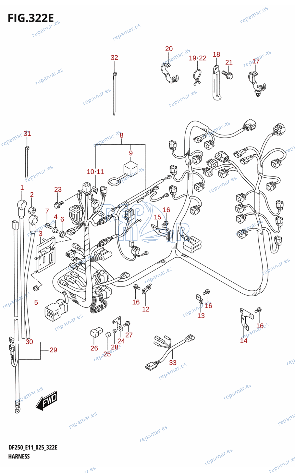 322E - HARNESS (DF250ST:024)