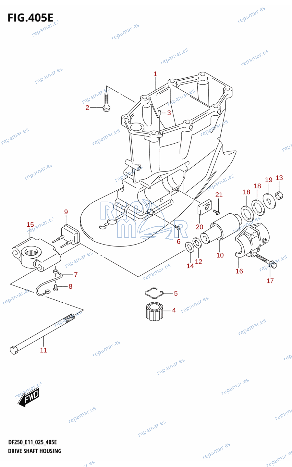 405E - DRIVE SHAFT HOUSING (DF250ST:X-TRANSOM)