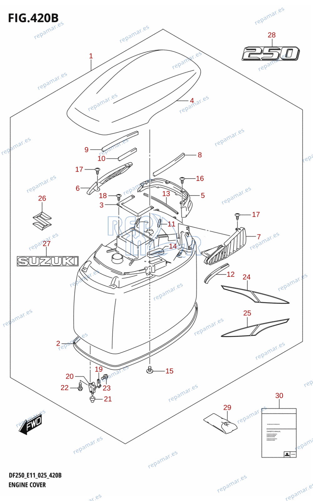 420B - ENGINE COVER (DF250ST:025)