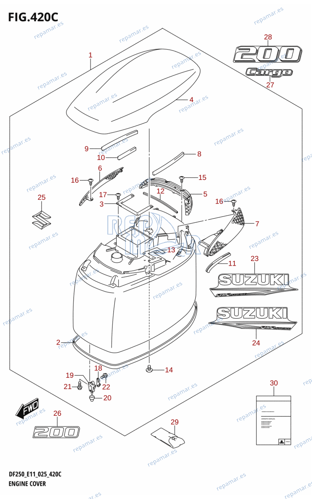 420C - ENGINE COVER ((DF200T,DF200Z):024)