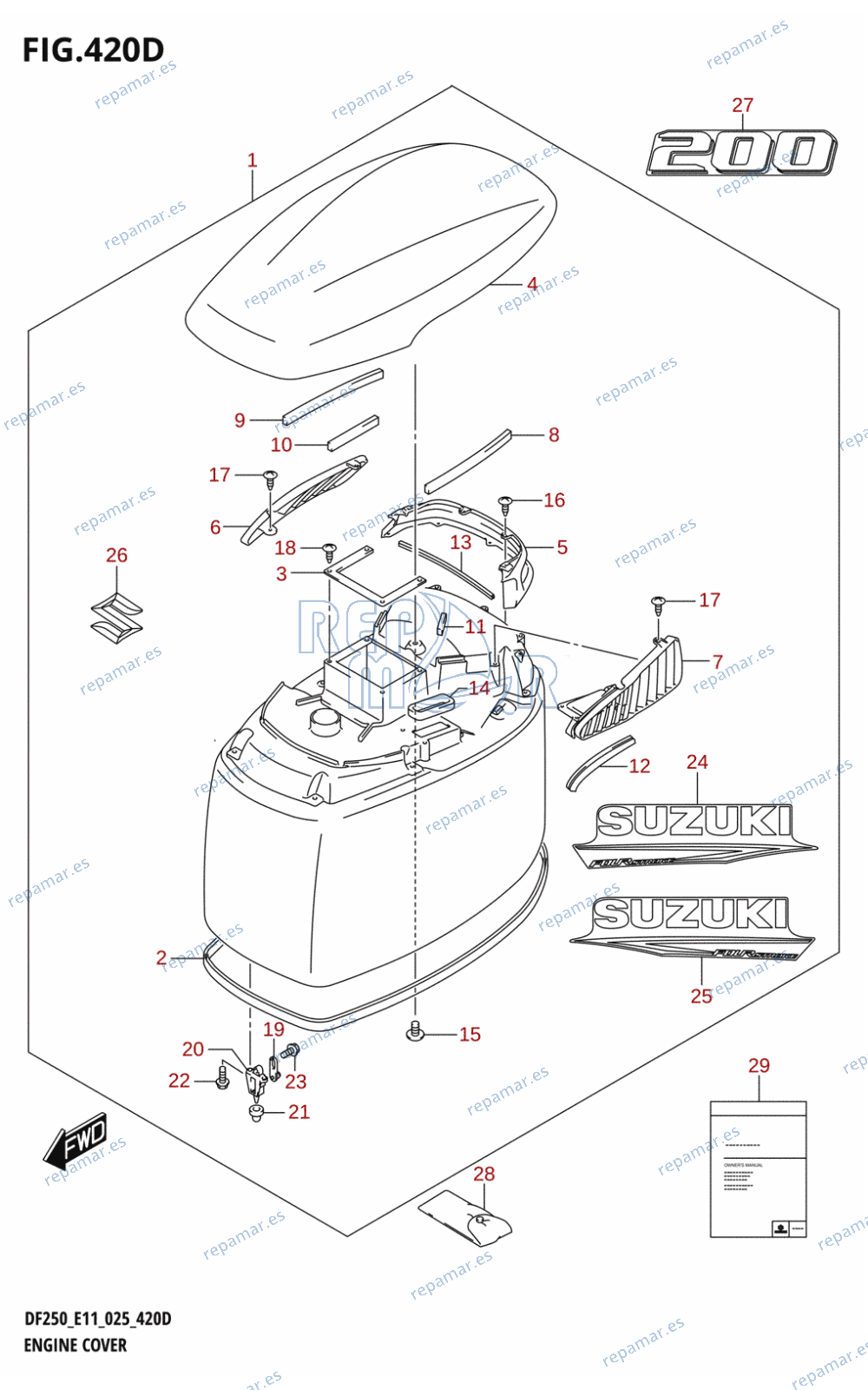 420D - ENGINE COVER ((DF200T,DF200Z):025)