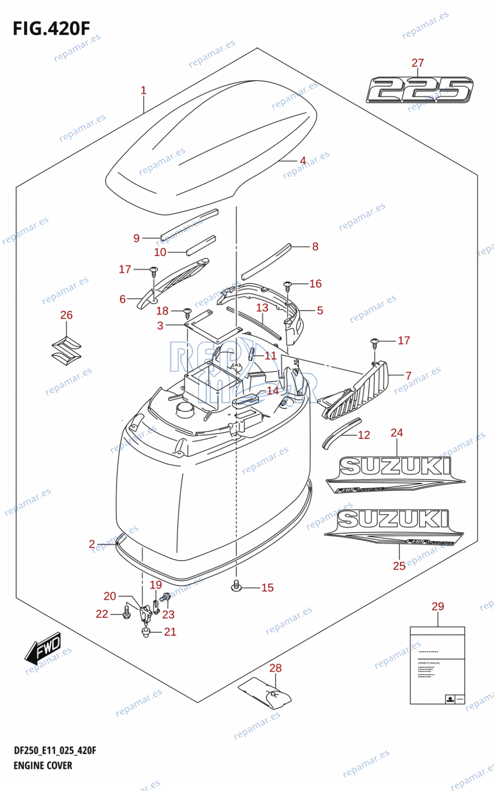 420F - ENGINE COVER ((DF225T,DF225Z):025)