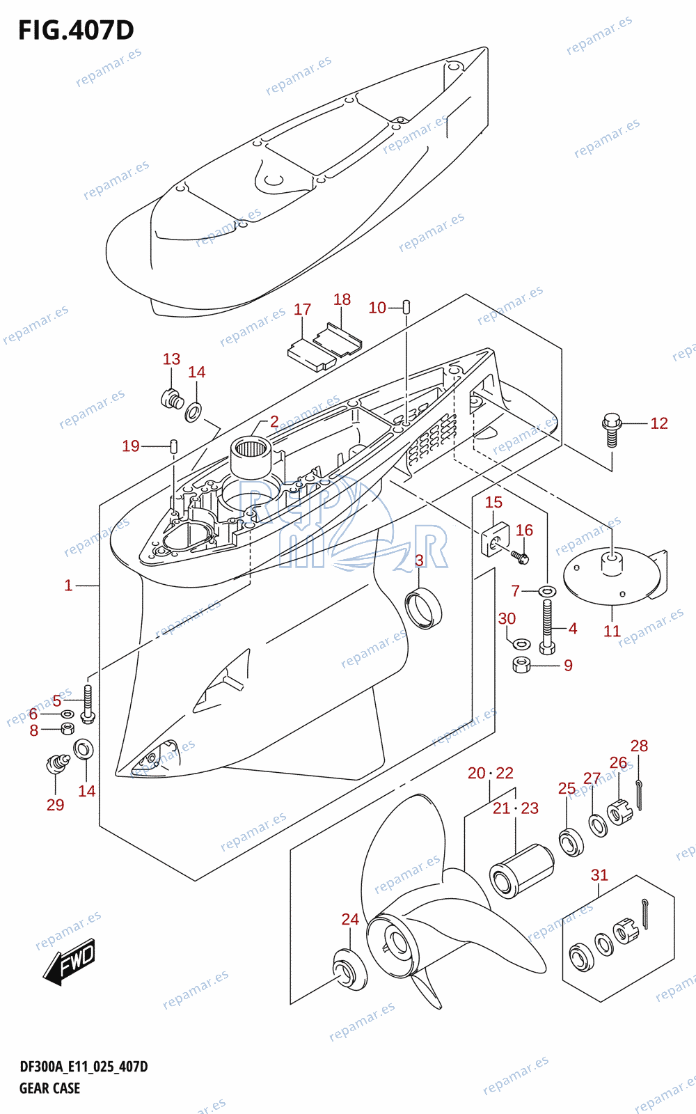 407D - GEAR CASE (025:(DF300A,DF250A))