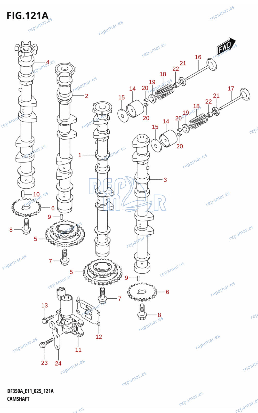 121A - CAMSHAFT (DF350A,DF350AMD,DF325A)