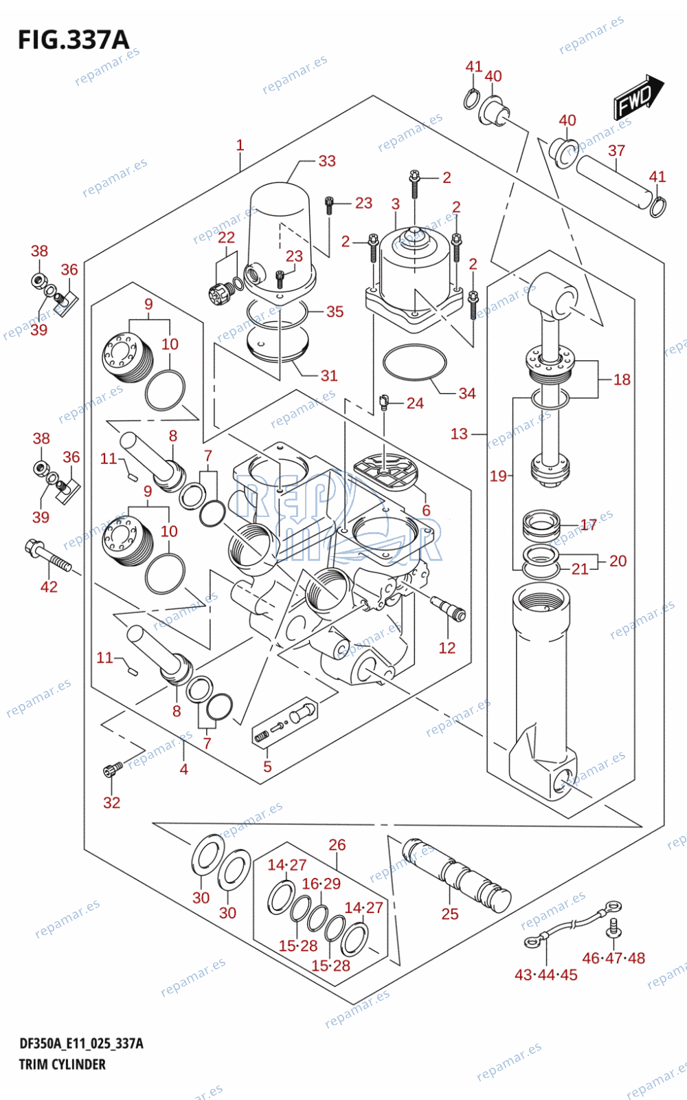 337A - TRIM CYLINDER (DF350A,DF325A,DF300B)