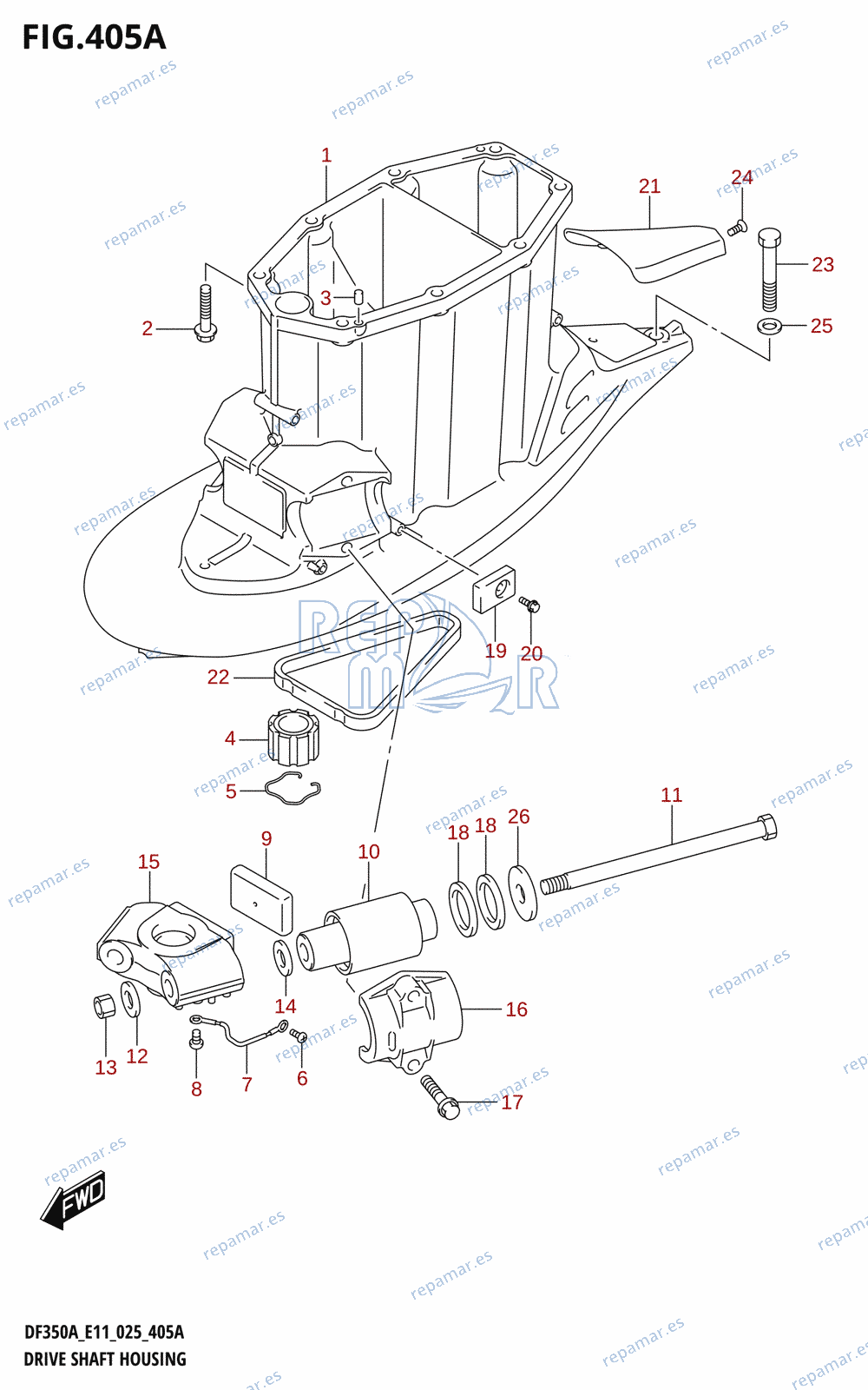 405A - DRIVE SHAFT HOUSING (DF350A,DF325A,DF300B:X-TRANSOM)