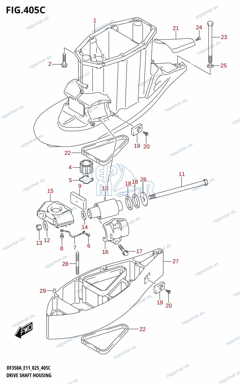 405C - DRIVE SHAFT HOUSING (DF350A,DF325A,DF300B:XX-TRANSOM)