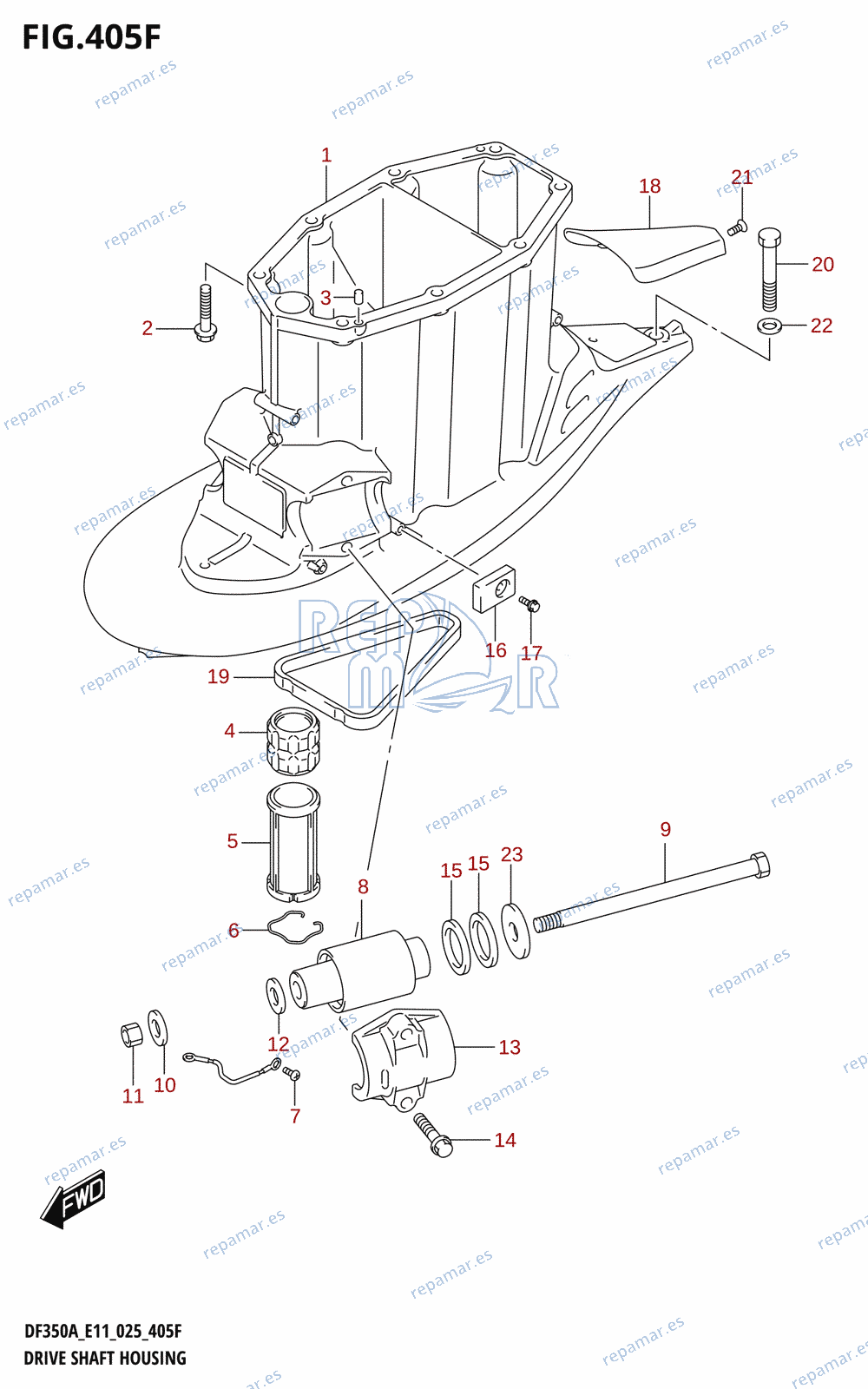 405F - DRIVE SHAFT HOUSING (DF350AMD,DF300BMD:X-TRANSOM)