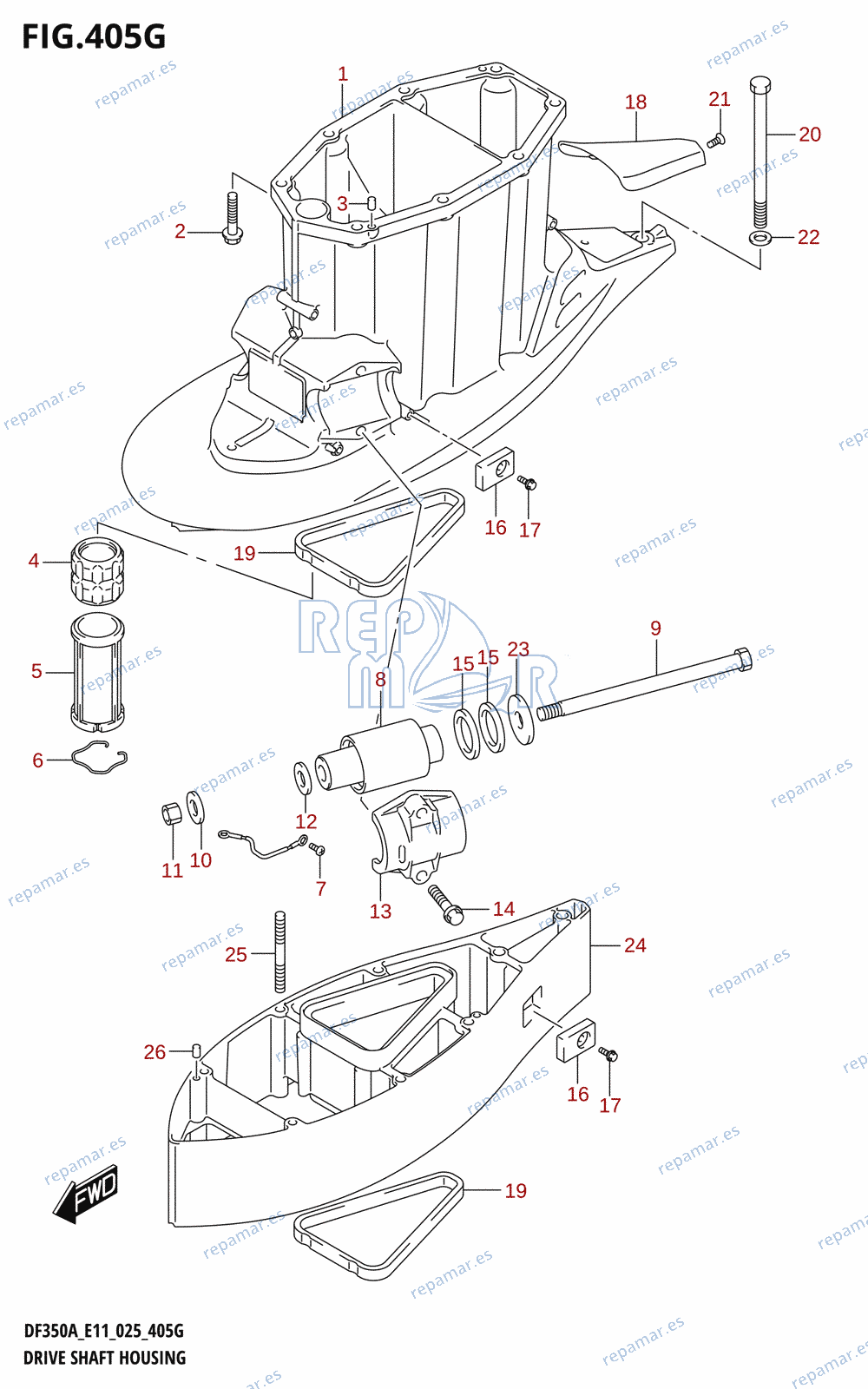 405G - DRIVE SHAFT HOUSING (DF350AMD,DF300BMD:XX-TRANSOM)