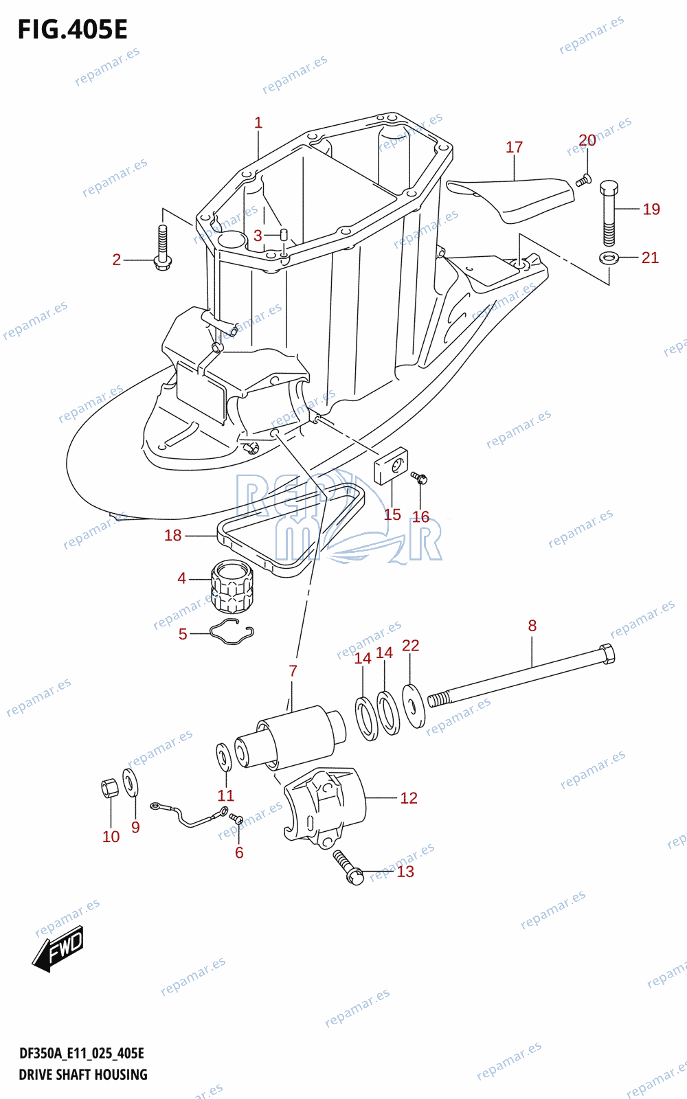 405E - DRIVE SHAFT HOUSING (DF350AMD,DF300BMD:L-TRANSOM)