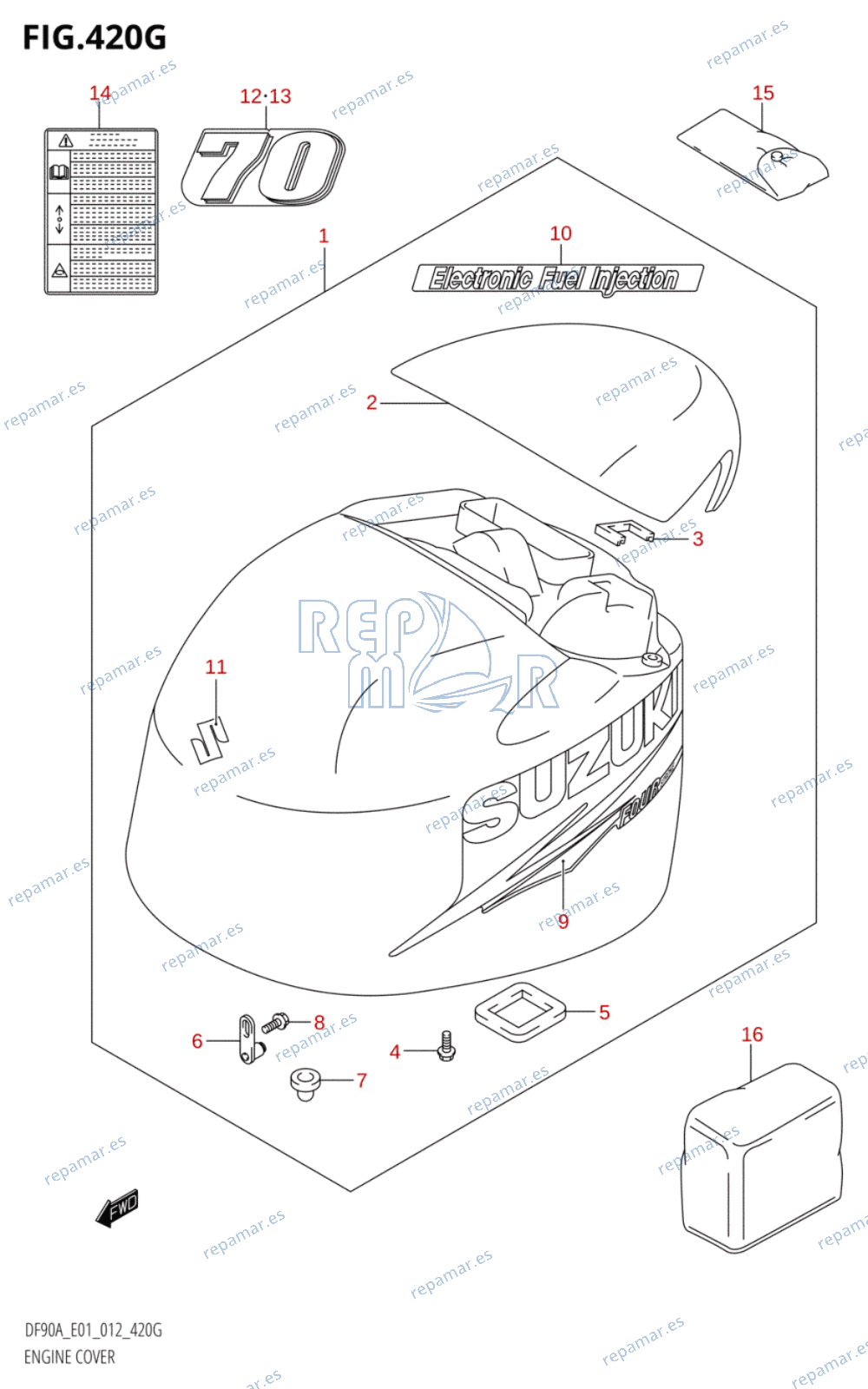 420G - ENGINE COVER (DF90A:E01)