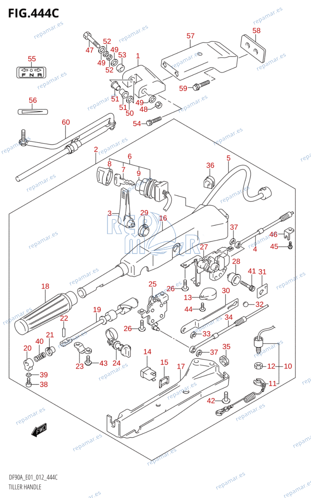 444C - TILLER HANDLE (DF90ATH:E01)