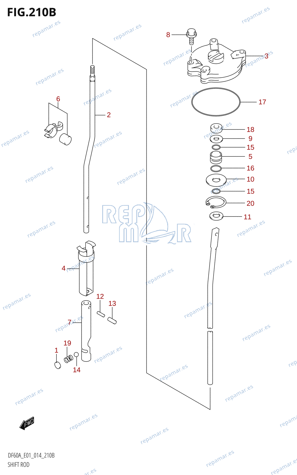 210B - SHIFT ROD (DF50AVTH:E01)