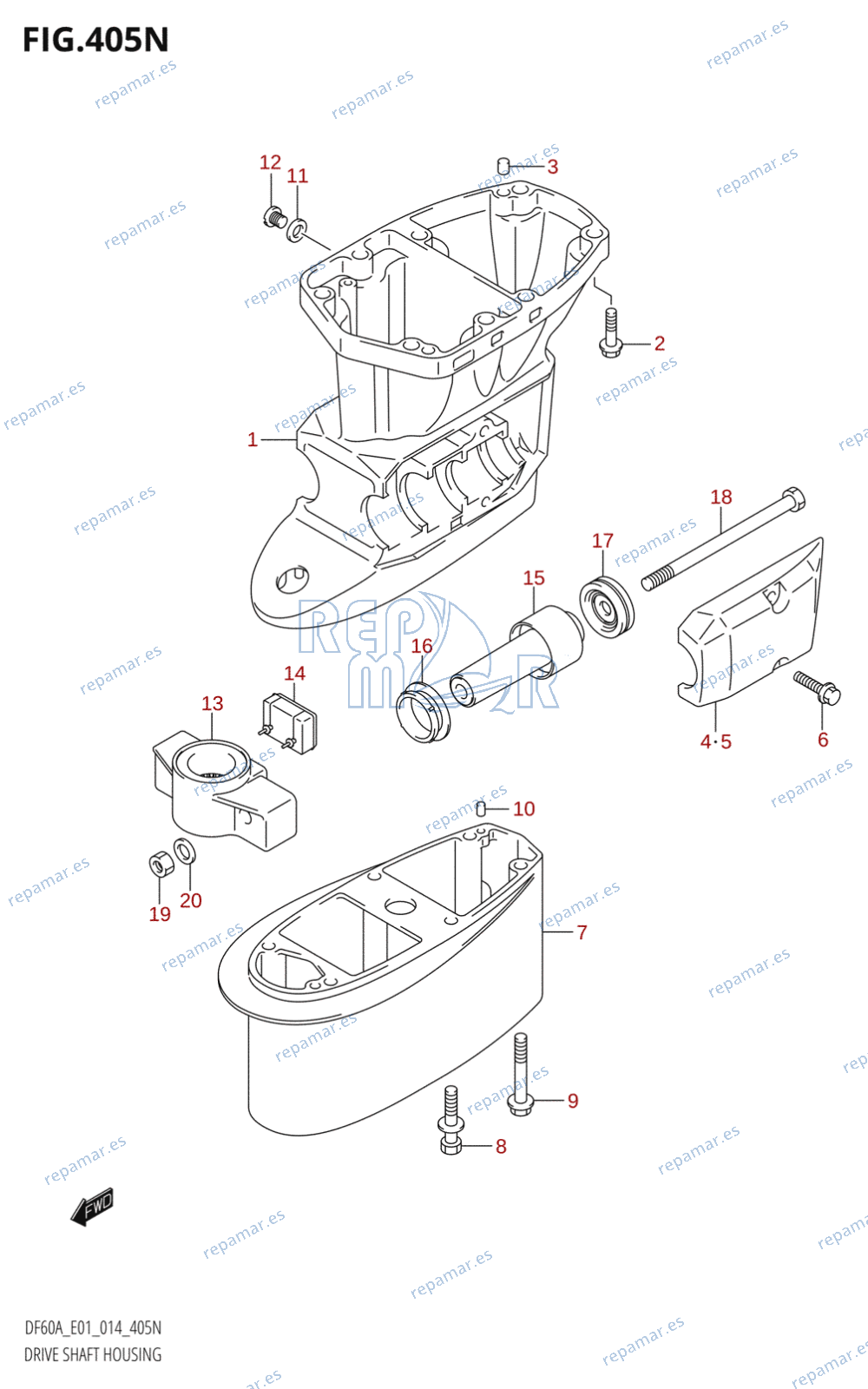 405N - DRIVE SHAFT HOUSING (DF50AVT:E01)