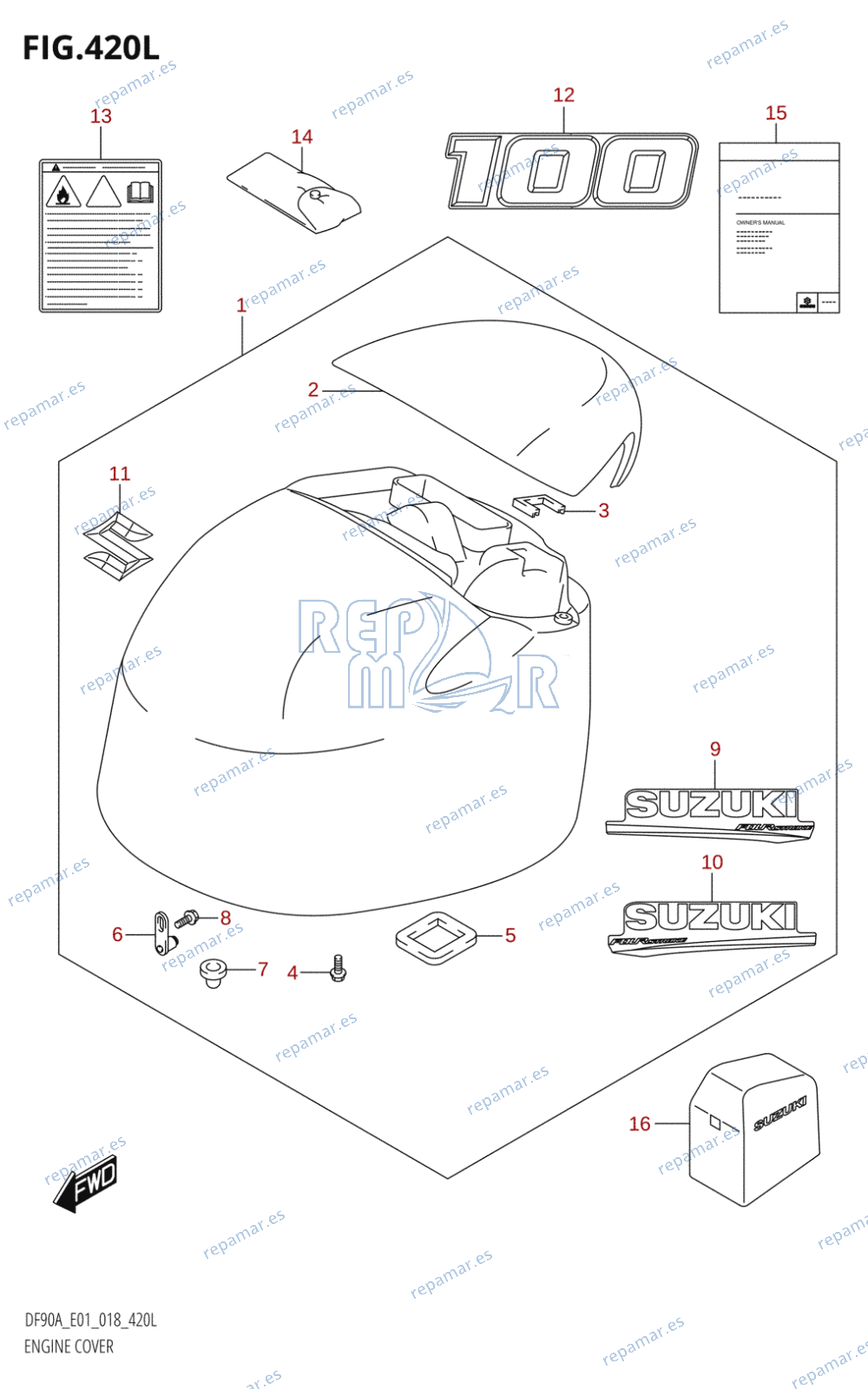 420L - ENGINE COVER (DF100B:E01)