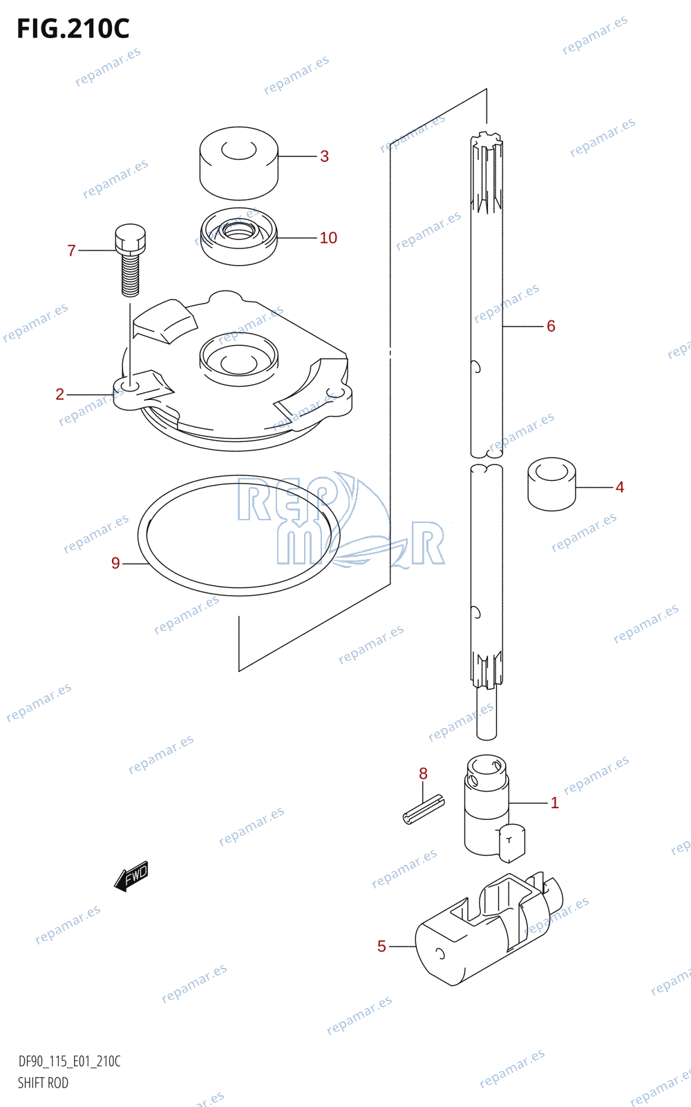 210C - SHIFT ROD (DF115Z,DF115WZ)