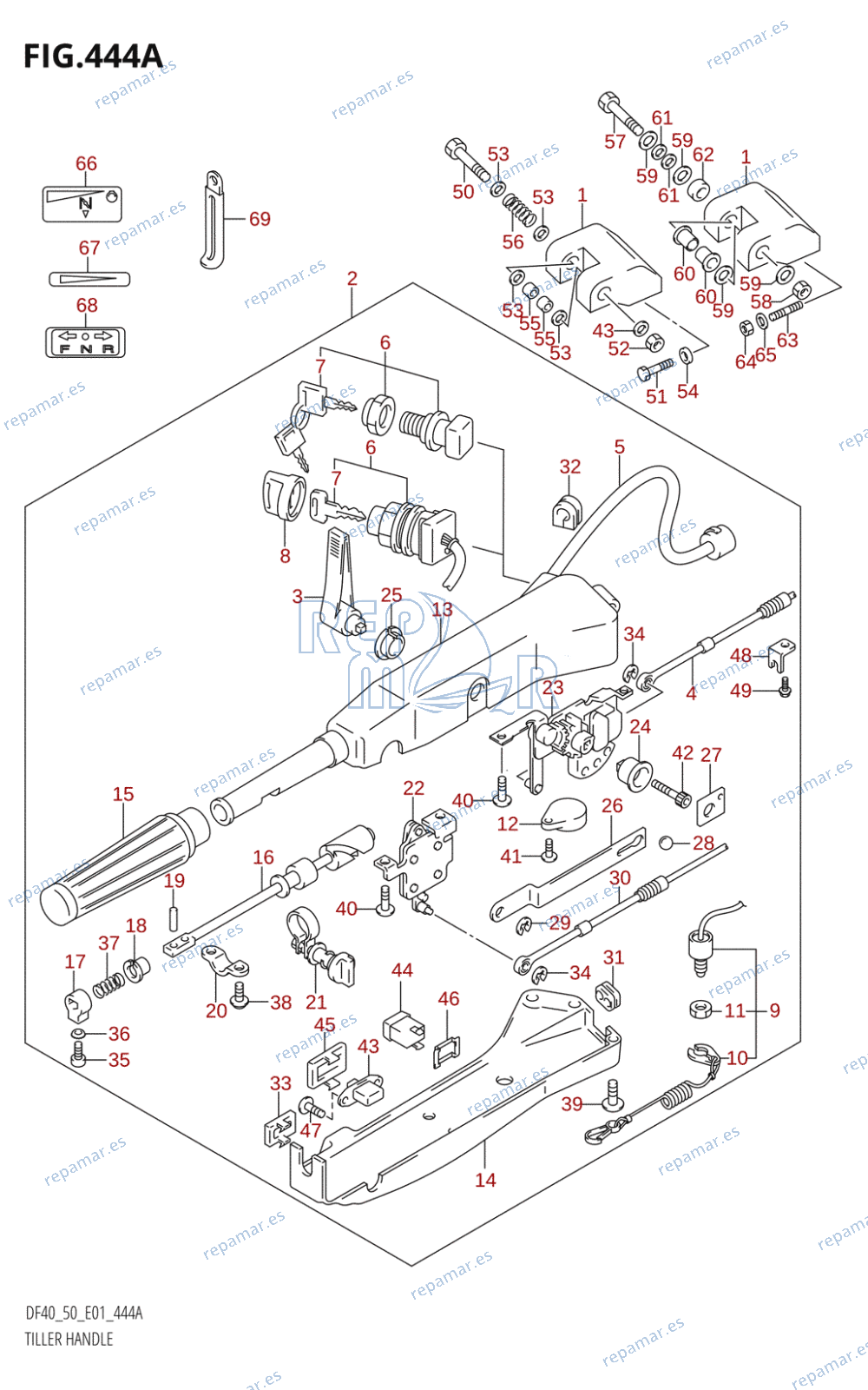 444A - TILLER HANDLE (DF40QH,DF50QH,DF50WQH,DF50TH)