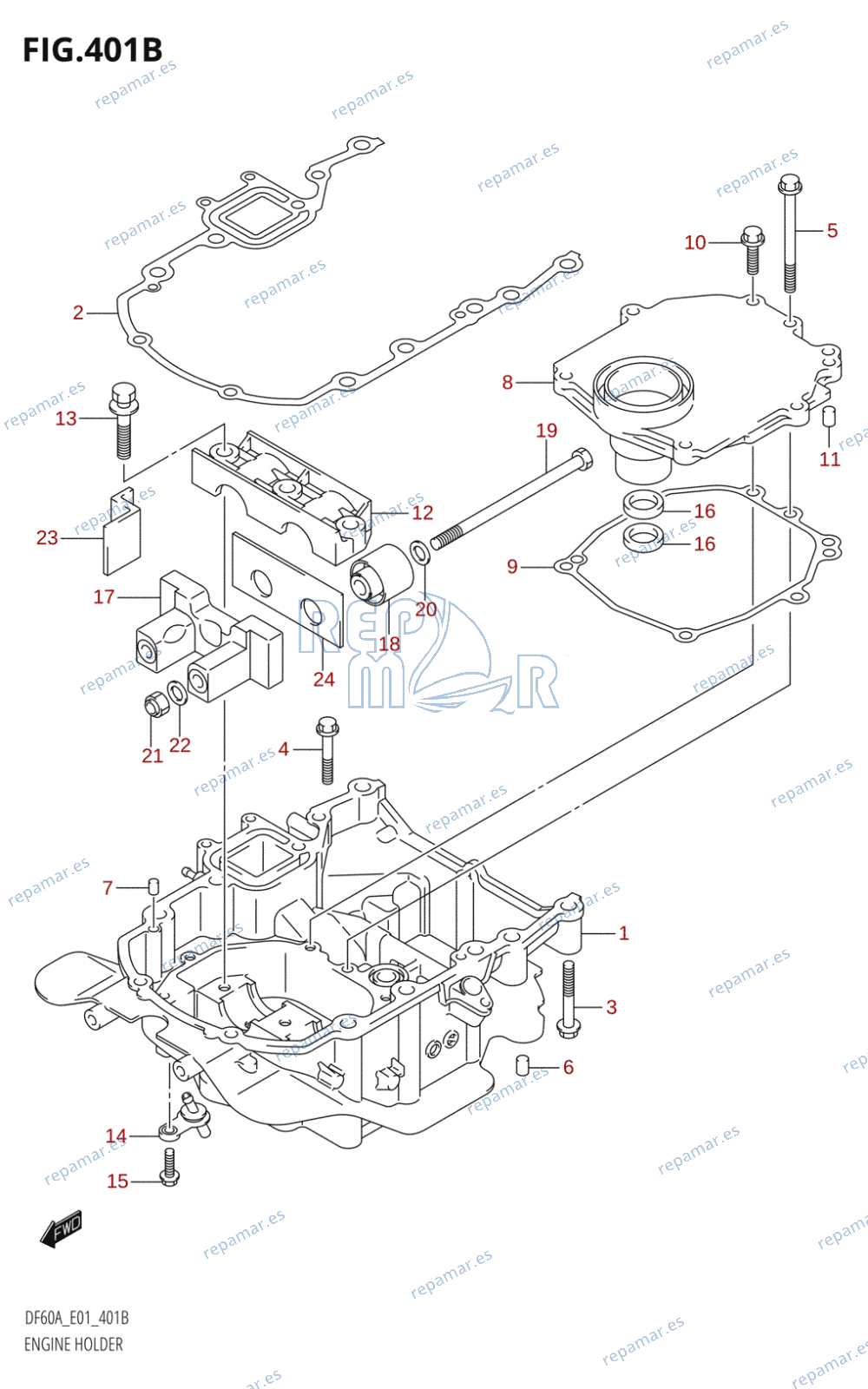 401B - ENGINE HOLDER (DF40AQH,DF40AT,DF50AT,DF50ATH,DF60AQH,DF60AWQH)