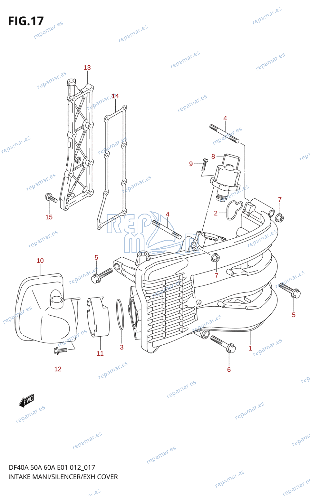 017 - INTAKE MANIFOLD /​ SILENCER /​ EXHAUST COVER