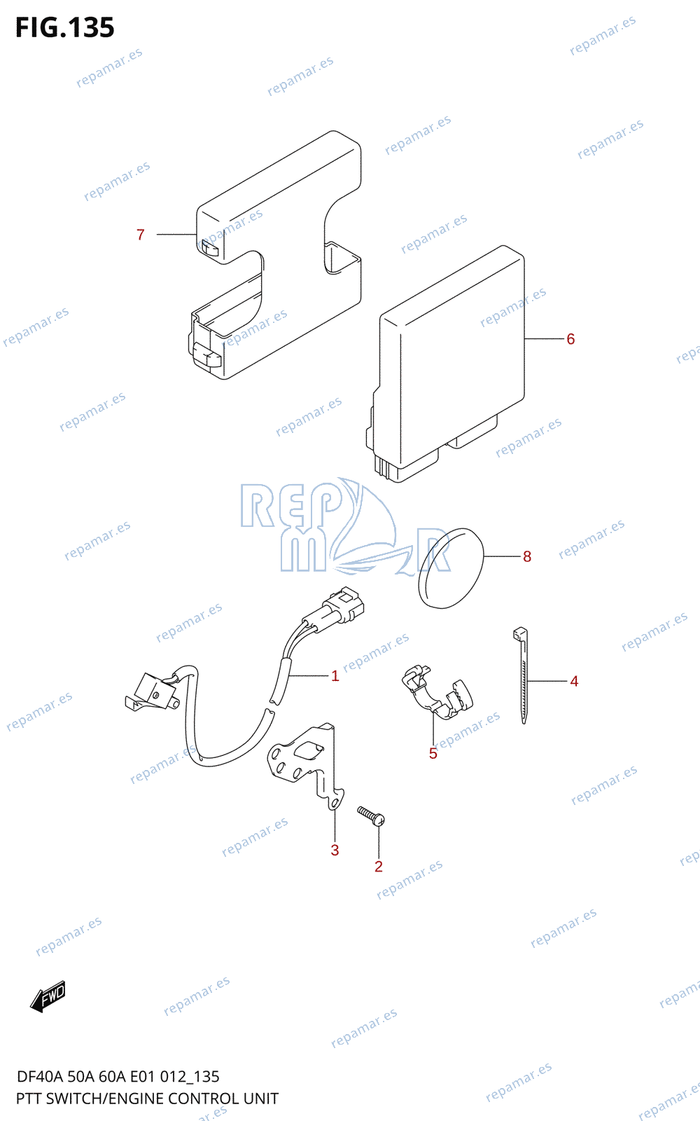 135 - PTT INTERRUPTOR /​ UNIDAD CONTROL MOTOR (DF40AQH E01)