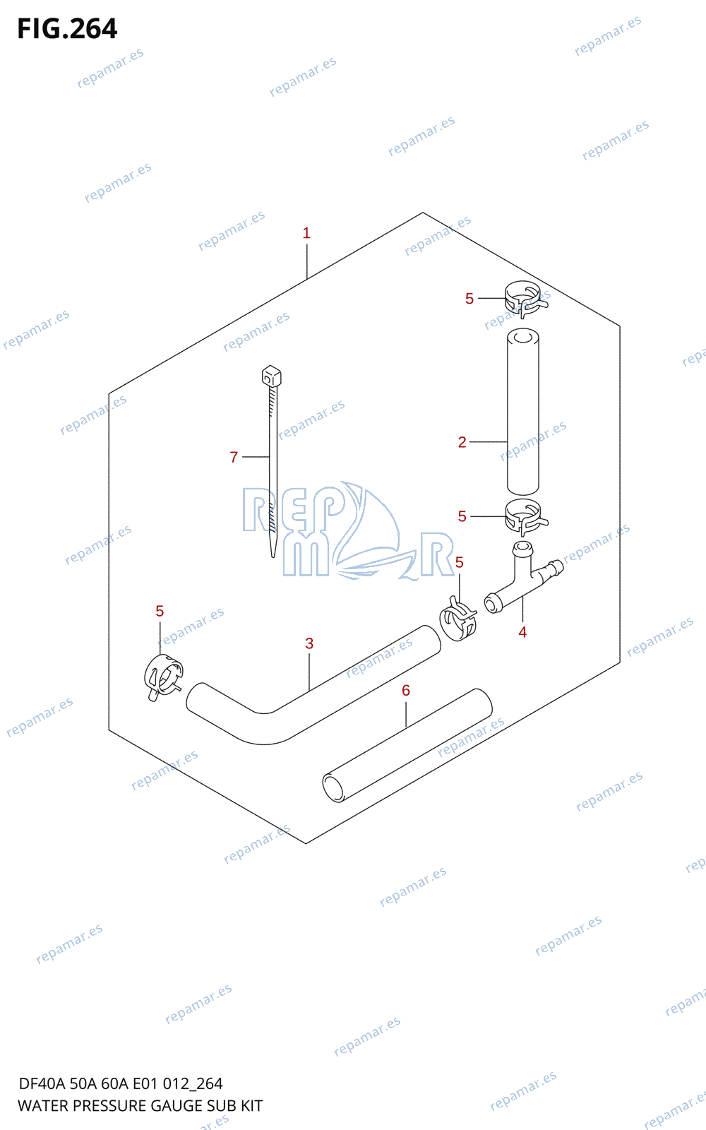 264 - WATER PRESSURE GAUGE SUB KIT (DF40A E01)